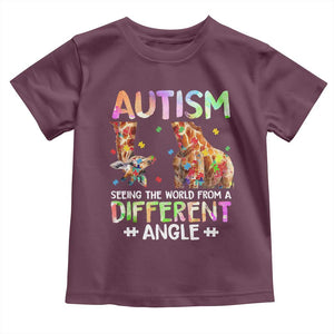 Autism Awareness Giraffe Toddler T Shirt Seeing The World Differently ASD TS10 Maroon Print Your Wear