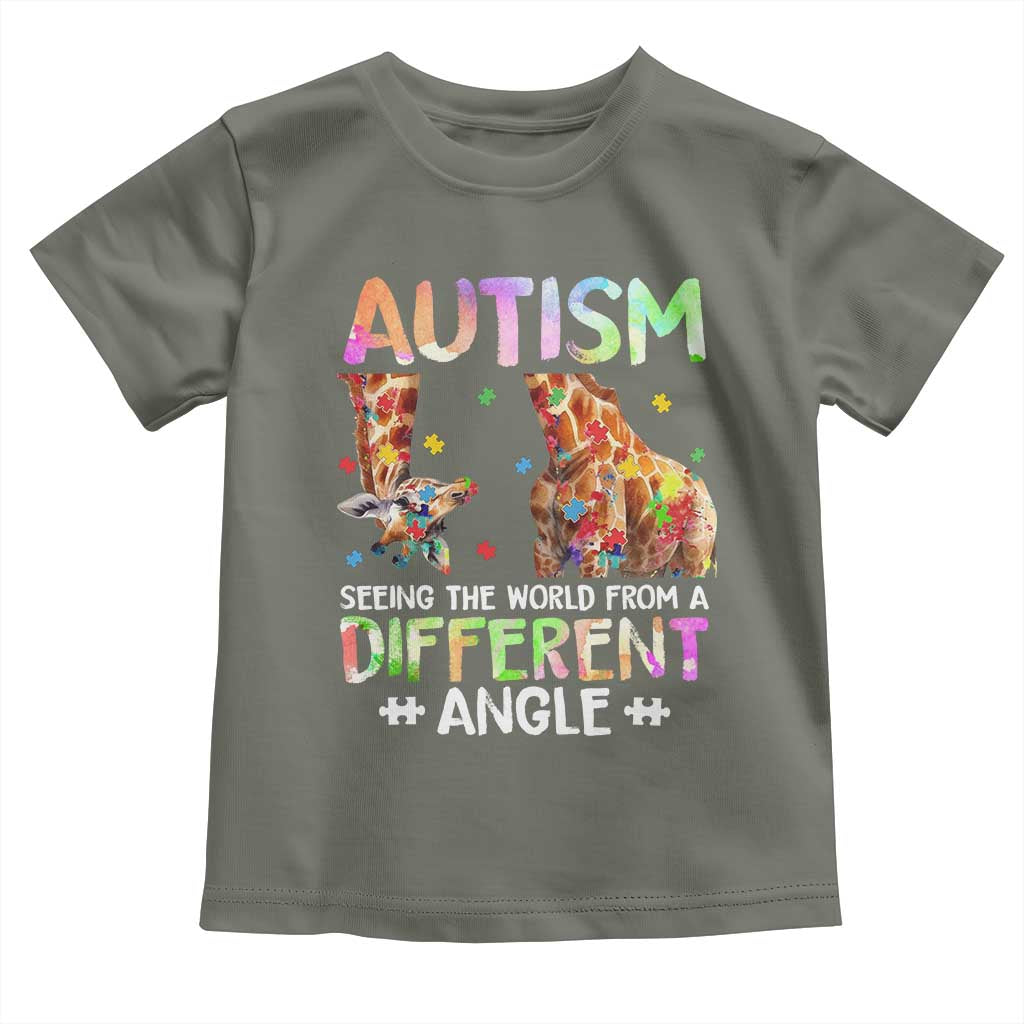 Autism Awareness Giraffe Toddler T Shirt Seeing The World Differently ASD TS10 Military Green Print Your Wear