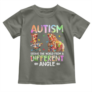 Autism Awareness Giraffe Toddler T Shirt Seeing The World Differently ASD TS10 Military Green Print Your Wear