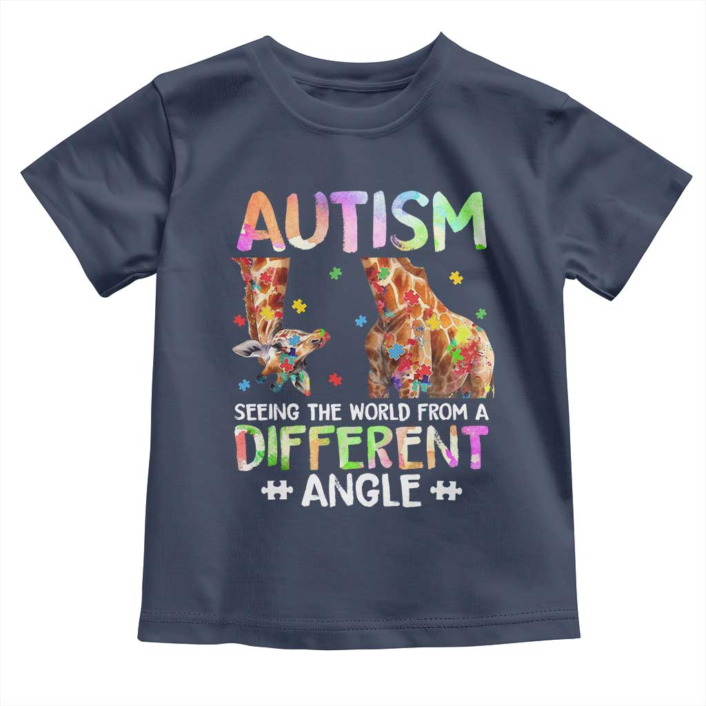 Autism Awareness Giraffe Toddler T Shirt Seeing The World Differently ASD TS10 Navy Print Your Wear