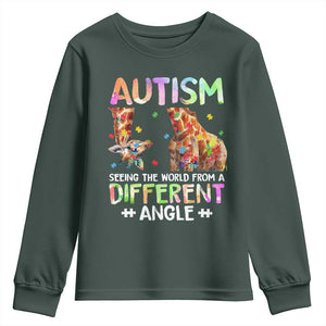 Autism Awareness Giraffe Youth Sweatshirt Seeing The World Differently ASD TS10 Dark Forest Green Print Your Wear