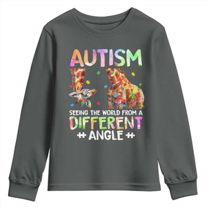 Autism Awareness Giraffe Youth Sweatshirt Seeing The World Differently ASD TS10 Dark Heather Print Your Wear