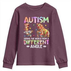 Autism Awareness Giraffe Youth Sweatshirt Seeing The World Differently ASD TS10 Maroon Print Your Wear