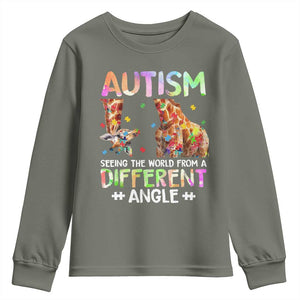 Autism Awareness Giraffe Youth Sweatshirt Seeing The World Differently ASD TS10 Military Green Print Your Wear