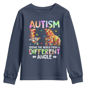 Autism Awareness Giraffe Youth Sweatshirt Seeing The World Differently ASD TS10 Navy Print Your Wear