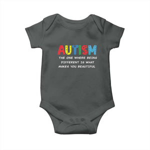 Autism Awareness Baby Onesie Different Makes You Beautiful ASD Month Support TS10 Dark Heather Print Your Wear