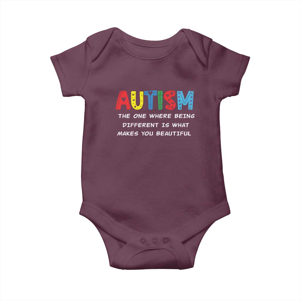 Autism Awareness Baby Onesie Different Makes You Beautiful ASD Month Support TS10 Maroon Print Your Wear