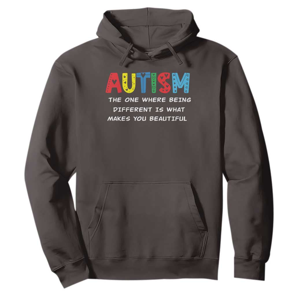 Autism Awareness Hoodie Different Makes You Beautiful ASD Month Support TS10 Dark Chocolate Print Your Wear