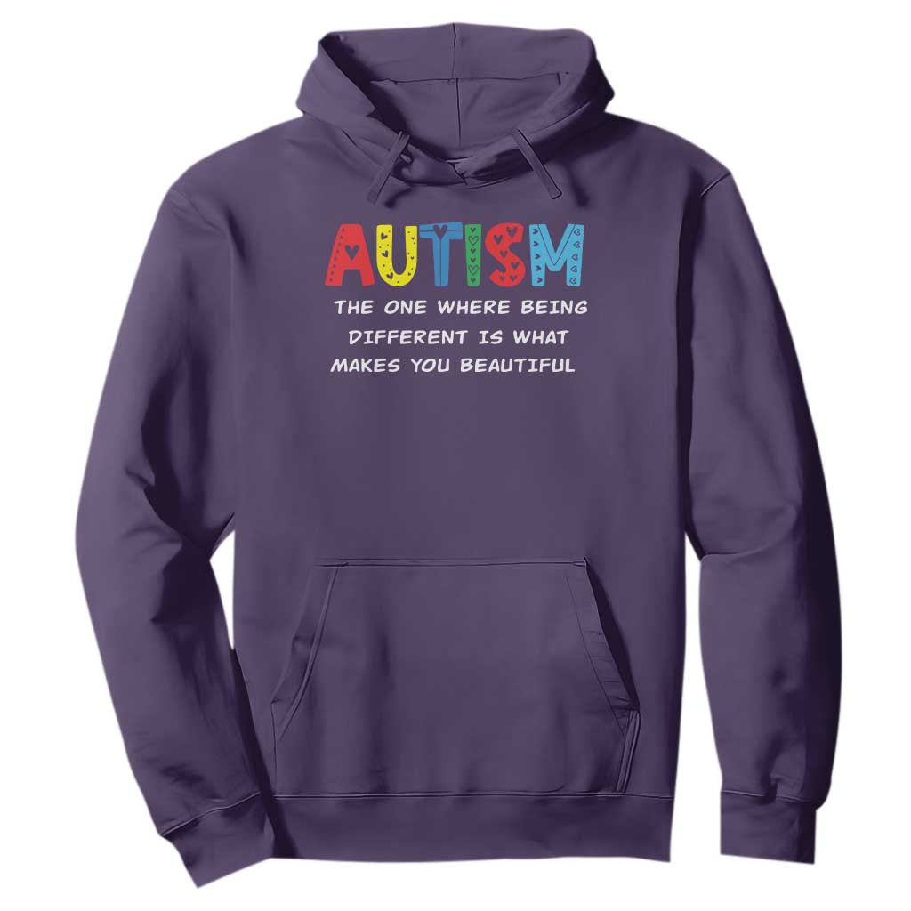 Autism Awareness Hoodie Different Makes You Beautiful ASD Month Support TS10 Purple Print Your Wear