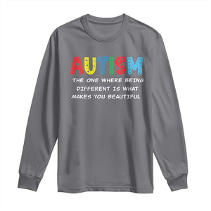 Autism Awareness Long Sleeve Shirt Different Makes You Beautiful ASD Month Support TS10 Charcoal Print Your Wear