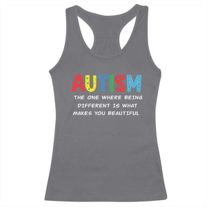 Autism Awareness Racerback Tank Top Different Makes You Beautiful ASD Month Support TS10 Charcoal Print Your Wear