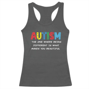 Autism Awareness Racerback Tank Top Different Makes You Beautiful ASD Month Support TS10 Dark Heather Print Your Wear