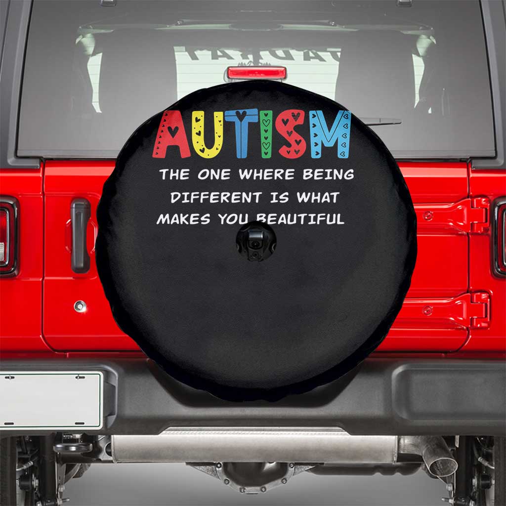 Autism Awareness Spare Tire Cover Different Makes You Beautiful ASD Month Support TS10 Black Print Your Wear