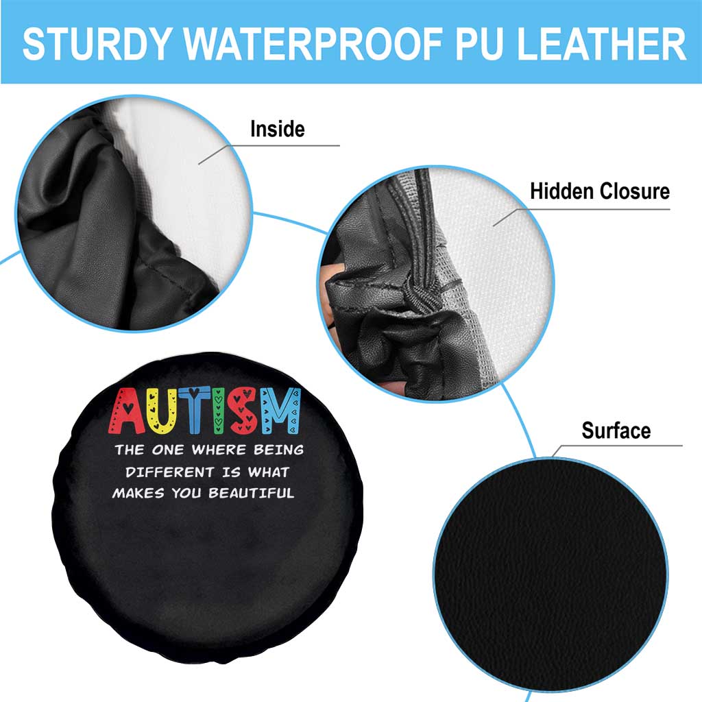 Autism Awareness Spare Tire Cover Different Makes You Beautiful ASD Month Support TS10 Print Your Wear