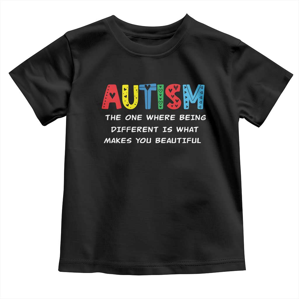 Autism Awareness Toddler T Shirt Different Makes You Beautiful ASD Month Support TS10 Black Print Your Wear