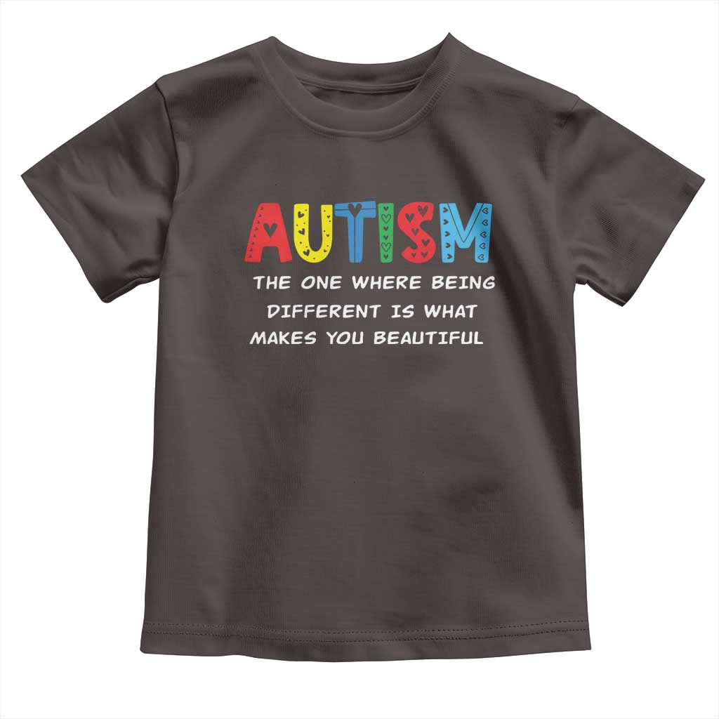 Autism Awareness Toddler T Shirt Different Makes You Beautiful ASD Month Support TS10 Dark Chocolate Print Your Wear