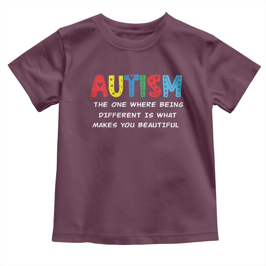 Autism Awareness Toddler T Shirt Different Makes You Beautiful ASD Month Support TS10 Maroon Print Your Wear