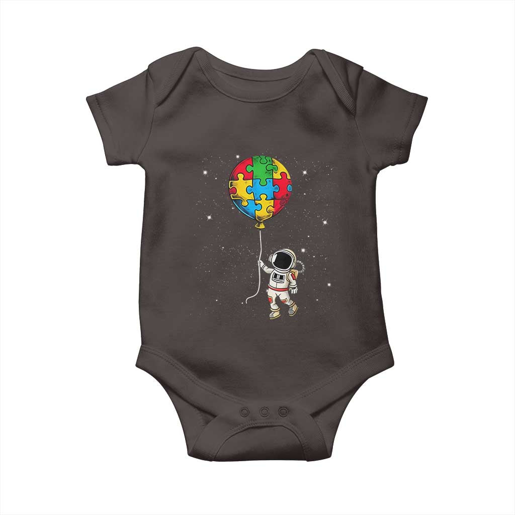 Autism Awareness Astronaut Baby Onesie Puzzle Pieces Balloon Space Autistic TS10 Dark Chocolate Print Your Wear