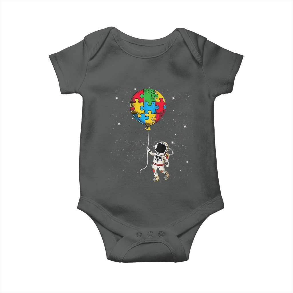 Autism Awareness Astronaut Baby Onesie Puzzle Pieces Balloon Space Autistic TS10 Dark Heather Print Your Wear