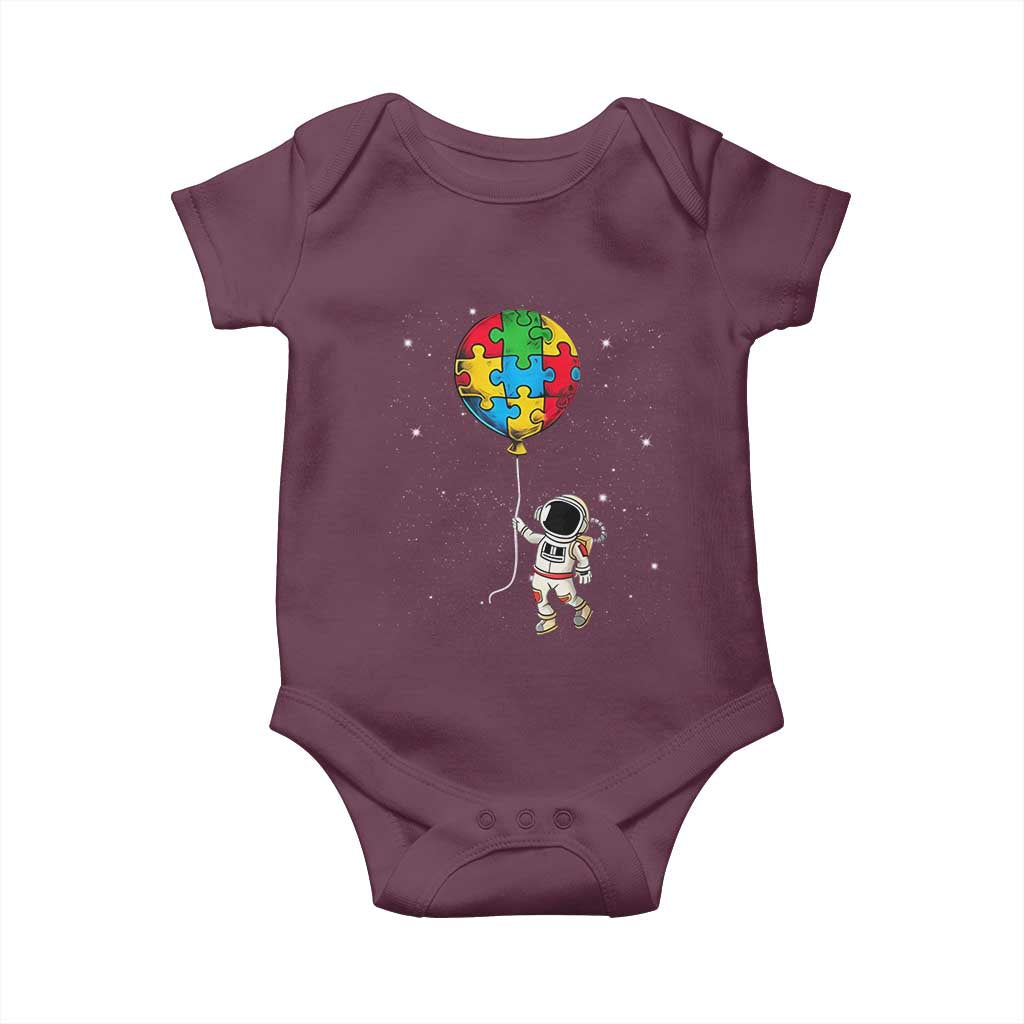 Autism Awareness Astronaut Baby Onesie Puzzle Pieces Balloon Space Autistic TS10 Maroon Print Your Wear