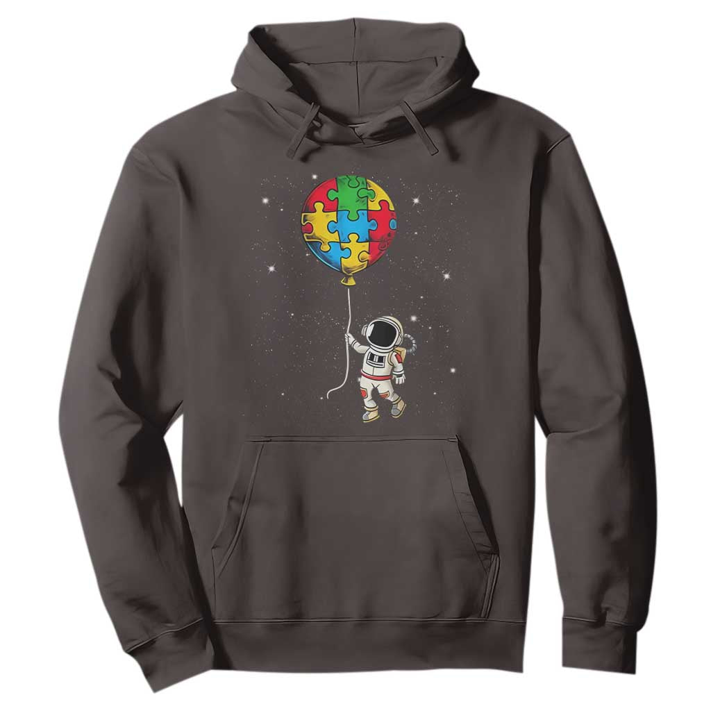 Autism Awareness Astronaut Hoodie Puzzle Pieces Balloon Space Autistic TS10 Dark Chocolate Print Your Wear