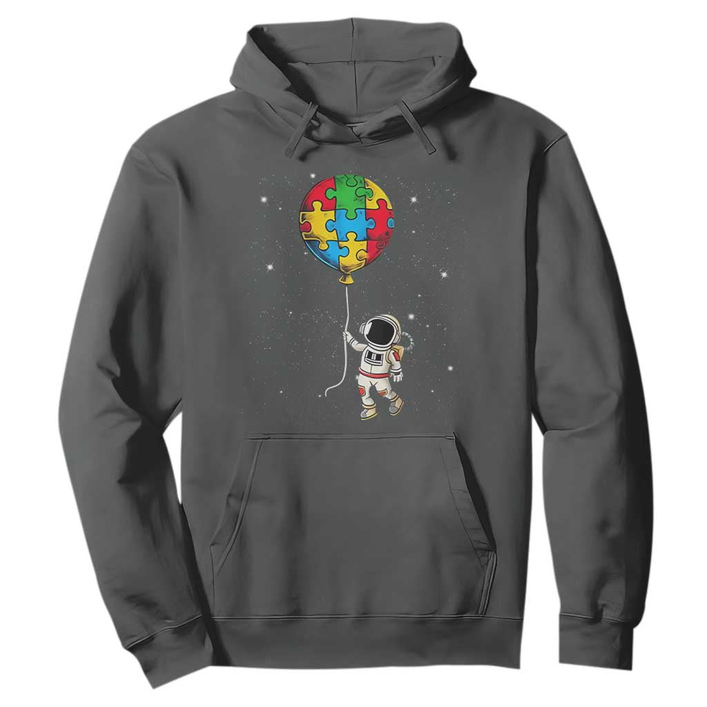 Autism Awareness Astronaut Hoodie Puzzle Pieces Balloon Space Autistic TS10 Dark Heather Print Your Wear