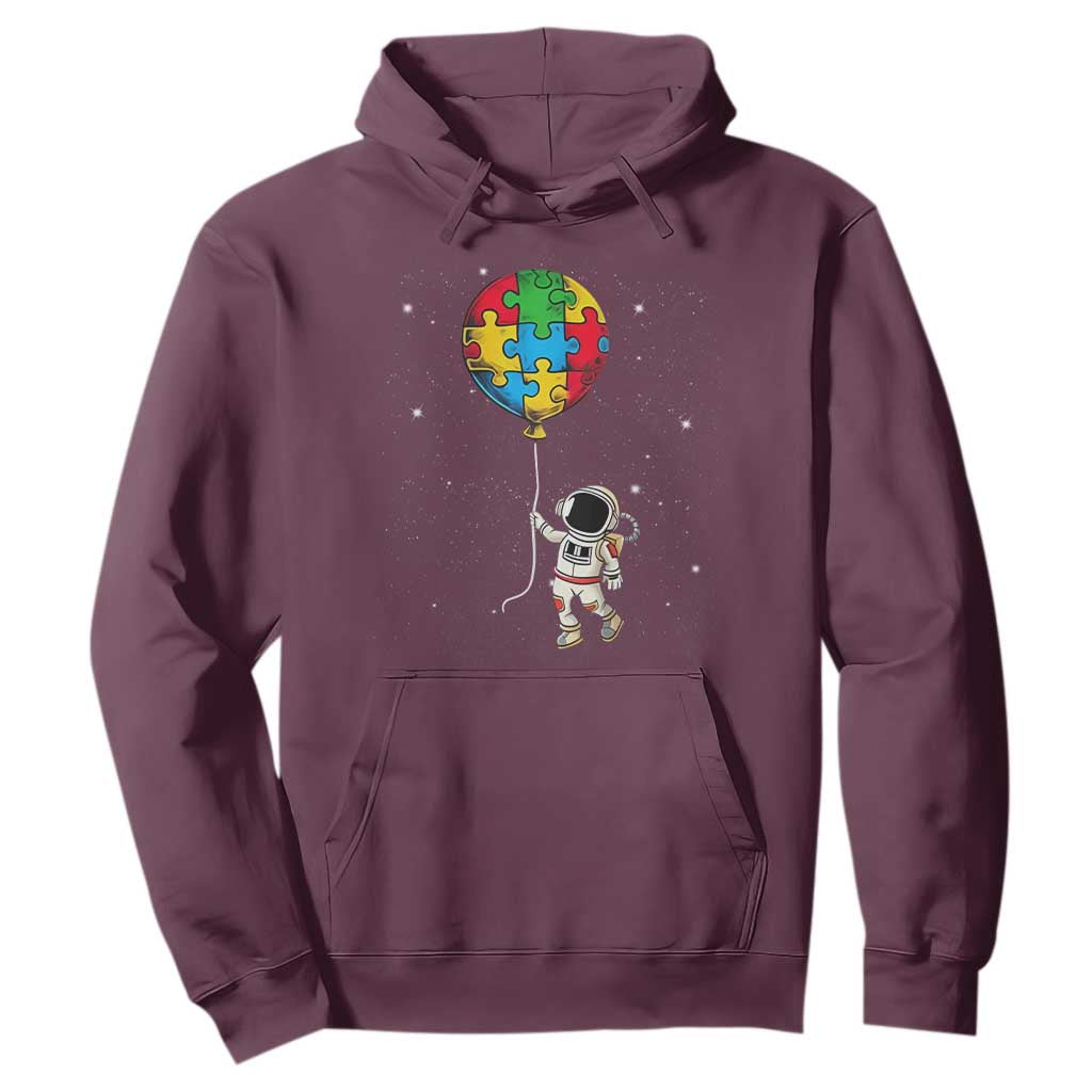 Autism Awareness Astronaut Hoodie Puzzle Pieces Balloon Space Autistic TS10 Maroon Print Your Wear