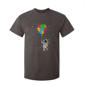Autism Awareness Astronaut T Shirt For Kid Puzzle Pieces Balloon Space Autistic TS10 Dark Chocolate Print Your Wear