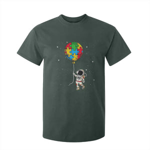 Autism Awareness Astronaut T Shirt For Kid Puzzle Pieces Balloon Space Autistic TS10 Dark Forest Green Print Your Wear