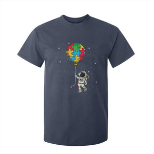 Autism Awareness Astronaut T Shirt For Kid Puzzle Pieces Balloon Space Autistic TS10 Navy Print Your Wear