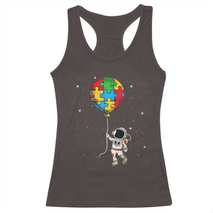 Autism Awareness Astronaut Racerback Tank Top Puzzle Pieces Balloon Space Autistic TS10 Dark Chocolate Print Your Wear
