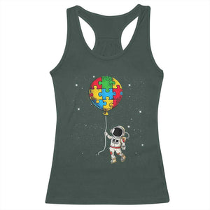 Autism Awareness Astronaut Racerback Tank Top Puzzle Pieces Balloon Space Autistic TS10 Dark Forest Green Print Your Wear