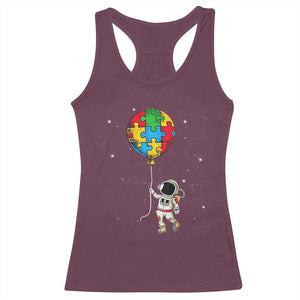 Autism Awareness Astronaut Racerback Tank Top Puzzle Pieces Balloon Space Autistic TS10 Maroon Print Your Wear