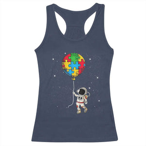 Autism Awareness Astronaut Racerback Tank Top Puzzle Pieces Balloon Space Autistic TS10 Navy Print Your Wear