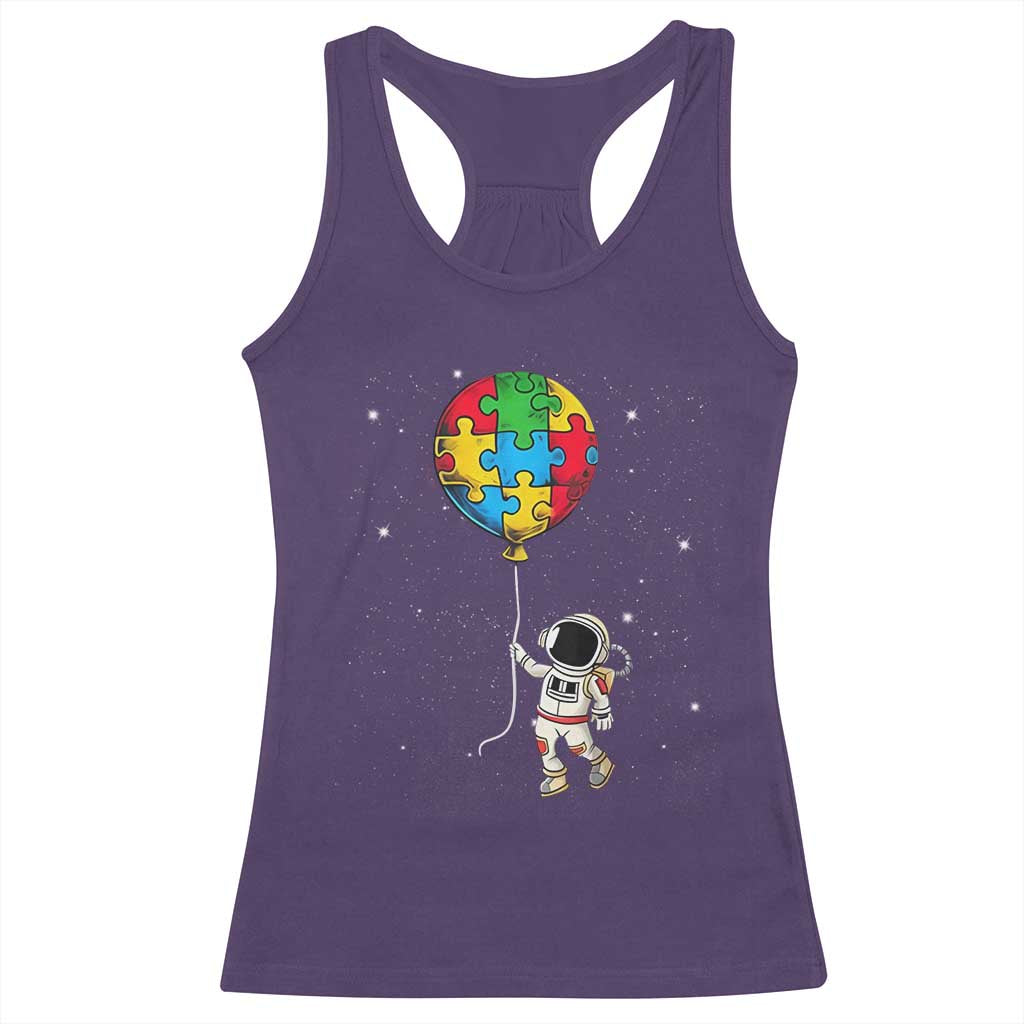 Autism Awareness Astronaut Racerback Tank Top Puzzle Pieces Balloon Space Autistic TS10 Purple Print Your Wear