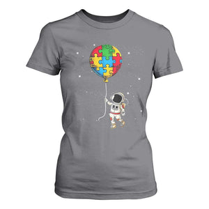 Autism Awareness Astronaut T Shirt For Women Puzzle Pieces Balloon Space Autistic TS10 Charcoal Print Your Wear