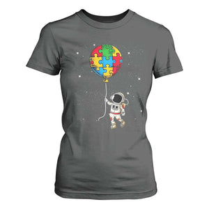 Autism Awareness Astronaut T Shirt For Women Puzzle Pieces Balloon Space Autistic TS10 Dark Heather Print Your Wear