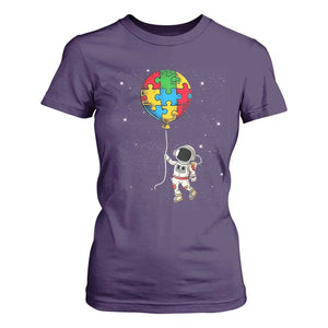 Autism Awareness Astronaut T Shirt For Women Puzzle Pieces Balloon Space Autistic TS10 Purple Print Your Wear