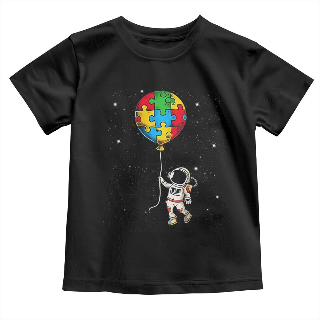 Autism Awareness Astronaut Toddler T Shirt Puzzle Pieces Balloon Space Autistic TS10 Black Print Your Wear