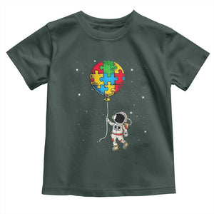 Autism Awareness Astronaut Toddler T Shirt Puzzle Pieces Balloon Space Autistic TS10 Dark Forest Green Print Your Wear