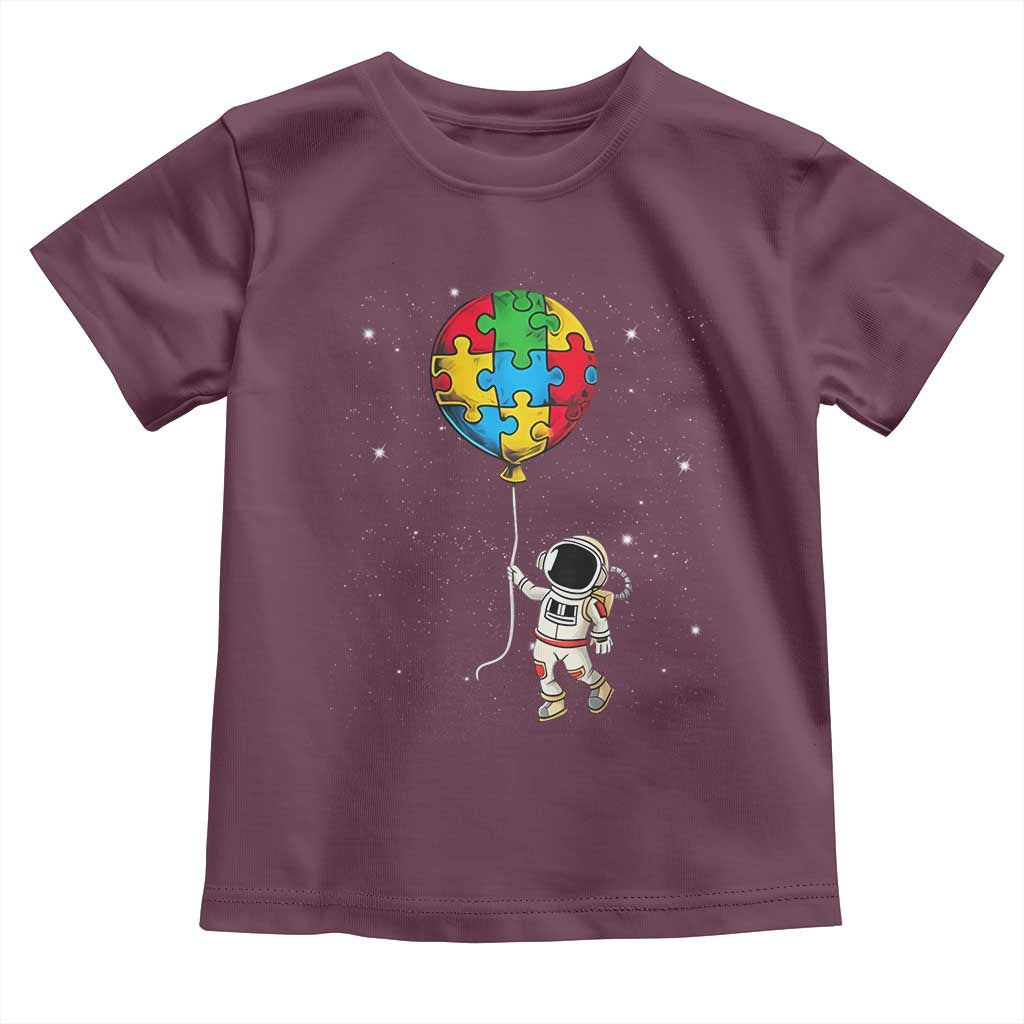 Autism Awareness Astronaut Toddler T Shirt Puzzle Pieces Balloon Space Autistic TS10 Maroon Print Your Wear