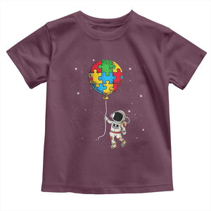 Autism Awareness Astronaut Toddler T Shirt Puzzle Pieces Balloon Space Autistic TS10 Maroon Print Your Wear