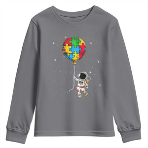 Autism Awareness Astronaut Youth Sweatshirt Puzzle Pieces Balloon Space Autistic TS10 Charcoal Print Your Wear