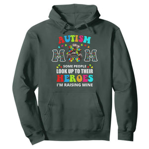 Autism Mom Hoodie Raising Hero Messy Bun Autism Awareness TS10 Dark Forest Green Print Your Wear