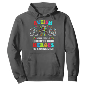 Autism Mom Hoodie Raising Hero Messy Bun Autism Awareness TS10 Dark Heather Print Your Wear