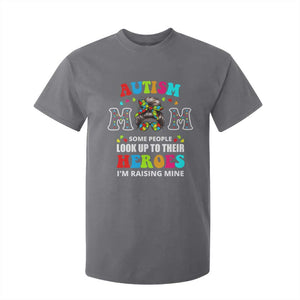 Autism Mom T Shirt For Kid Raising Hero Messy Bun Autism Awareness TS10 Charcoal Print Your Wear