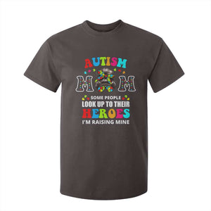 Autism Mom T Shirt For Kid Raising Hero Messy Bun Autism Awareness TS10 Dark Chocolate Print Your Wear
