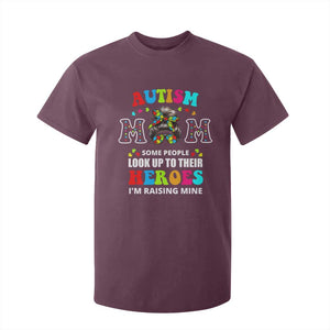 Autism Mom T Shirt For Kid Raising Hero Messy Bun Autism Awareness TS10 Maroon Print Your Wear