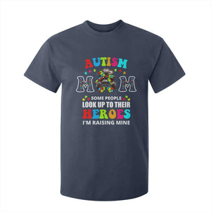 Autism Mom T Shirt For Kid Raising Hero Messy Bun Autism Awareness TS10 Navy Print Your Wear