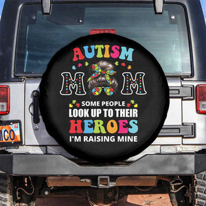 Autism Mom Spare Tire Cover Raising Hero Messy Bun Autism Awareness TS10 No hole Black Print Your Wear